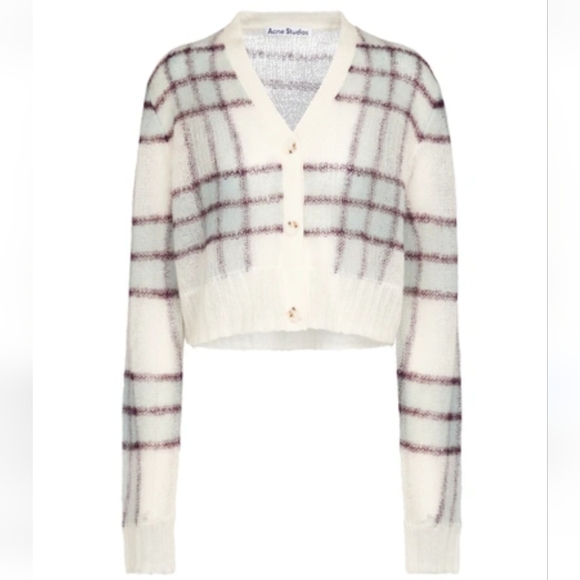 Acne Studios Sweaters - Acne Studios Checked Mohair Blend Cardigan Small